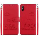 For Redmi 9A / 9i Sport Cute Cats RFID Leather Phone Case(Red) - 1