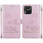 For Redmi 10C Cute Cats RFID Leather Phone Case(Rose Gold) - 1