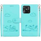 For Redmi 10C Cute Cats RFID Leather Phone Case(Green) - 1