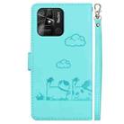 For Redmi 10C Cute Cats RFID Leather Phone Case(Green) - 3