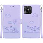 For Redmi 10C Cute Cats RFID Leather Phone Case(Purple) - 1