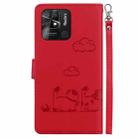 For Redmi 10C Cute Cats RFID Leather Phone Case(Red) - 3