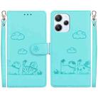 For Redmi 12 4G / 5G Cute Cats RFID Leather Phone Case(Green) - 1