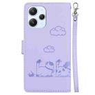 For Redmi 12 4G / 5G Cute Cats RFID Leather Phone Case(Purple) - 3