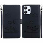 For Redmi 12 4G / 5G Cute Cats RFID Leather Phone Case(Black) - 1