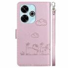 For Redmi 13 4G Cute Cats RFID Leather Phone Case(Rose Gold) - 3