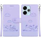 For Redmi 13 4G Cute Cats RFID Leather Phone Case(Purple) - 1