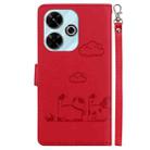 For Redmi 13 4G Cute Cats RFID Leather Phone Case(Red) - 3