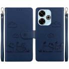 For Redmi 13 4G Cute Cats RFID Leather Phone Case(Blue) - 1