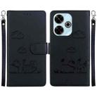 For Redmi 13 4G Cute Cats RFID Leather Phone Case(Black) - 1