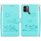 For Redmi A1+ 4G Global Cute Cats RFID Leather Phone Case(Green) - 1