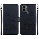 For Redmi A1+ 4G Global Cute Cats RFID Leather Phone Case(Black) - 1