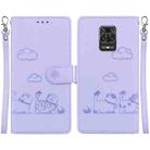 For Redmi Note 9 Pro Cute Cats RFID Leather Phone Case(Purple) - 1