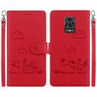 For Redmi Note 9 Pro Cute Cats RFID Leather Phone Case(Red) - 1