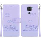 For Redmi Note 9 / 10X 4G Cute Cats RFID Leather Phone Case(Purple) - 1