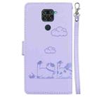 For Redmi Note 9 / 10X 4G Cute Cats RFID Leather Phone Case(Purple) - 3