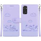 For Redmi Note 11 Global Cute Cats RFID Leather Phone Case(Purple) - 1