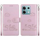 For Redmi Note 13 5G Cute Cats RFID Leather Phone Case(Rose Gold) - 1