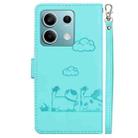 For Redmi Note 13 5G Cute Cats RFID Leather Phone Case(Green) - 3