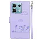 For Redmi Note 13 5G Cute Cats RFID Leather Phone Case(Purple) - 3