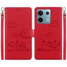 For Redmi Note 13 Pro 5G Cute Cats RFID Leather Phone Case(Red) - 1