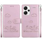 For Redmi Note 13 Pro+ 5G Cute Cats RFID Leather Phone Case(Rose Gold) - 1