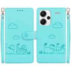 For Redmi Note 13 Pro+ 5G Cute Cats RFID Leather Phone Case(Green) - 1