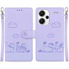 For Redmi Note 13 Pro+ 5G Cute Cats RFID Leather Phone Case(Purple) - 1