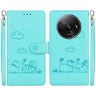 For Redmi A3 Cute Cats RFID Leather Phone Case(Green) - 1