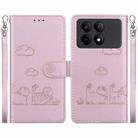 For Redmi K70E Cute Cats RFID Leather Phone Case(Rose Gold) - 1