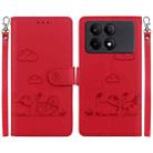 For Redmi K70E Cute Cats RFID Leather Phone Case(Red) - 1