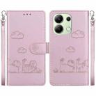 For Redmi Note 13 4G Global Cute Cats RFID Leather Phone Case(Rose Gold) - 1