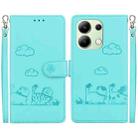 For Redmi Note 13 4G Global Cute Cats RFID Leather Phone Case(Green) - 1