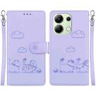 For Redmi Note 13 4G Global Cute Cats RFID Leather Phone Case(Purple) - 1