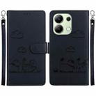 For Redmi Note 13 4G Global Cute Cats RFID Leather Phone Case(Black) - 1