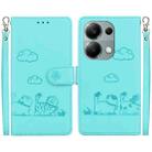 For Redmi Note 13 Pro 4G Cute Cats RFID Leather Phone Case(Green) - 1