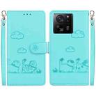 For Redmi K60 Ultra Cute Cats RFID Leather Phone Case(Green) - 1