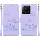 For Redmi K60 Ultra Cute Cats RFID Leather Phone Case(Purple) - 1