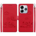 For Redmi Note 14 5G Cute Cats RFID Leather Phone Case(Red) - 1