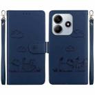 For Redmi Note 14 5G Cute Cats RFID Leather Phone Case(Blue) - 1