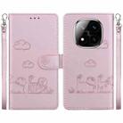 For Redmi Note 14 Pro / Note 14 Pro+ 5G Cute Cats RFID Leather Phone Case(Rose Gold) - 1