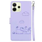 For Redmi Note 14 4G 163.25mm Cute Cats RFID Leather Phone Case(Purple) - 3