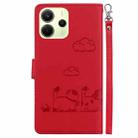 For Redmi Note 14 4G 163.25mm Cute Cats RFID Leather Phone Case(Red) - 3