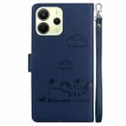 For Redmi Note 14 4G 163.25mm Cute Cats RFID Leather Phone Case(Blue) - 3