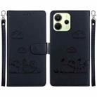 For Redmi Note 14 4G 163.25mm Cute Cats RFID Leather Phone Case(Black) - 1