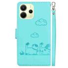 For Redmi Note 14 4G 164.84mm Cute Cats RFID Leather Phone Case(Green) - 3
