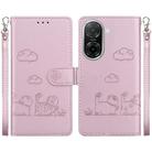 For Redmi A5 4G 173.3mm Cute Cats RFID Leather Phone Case(Rose Gold) - 1