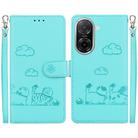 For Redmi A5 4G 173.3mm Cute Cats RFID Leather Phone Case(Green) - 1