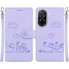 For Redmi A5 4G 173.3mm Cute Cats RFID Leather Phone Case(Purple) - 1