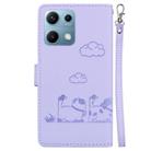 For Redmi Note 14S 4G Cute Cats RFID Leather Phone Case(Purple) - 3
